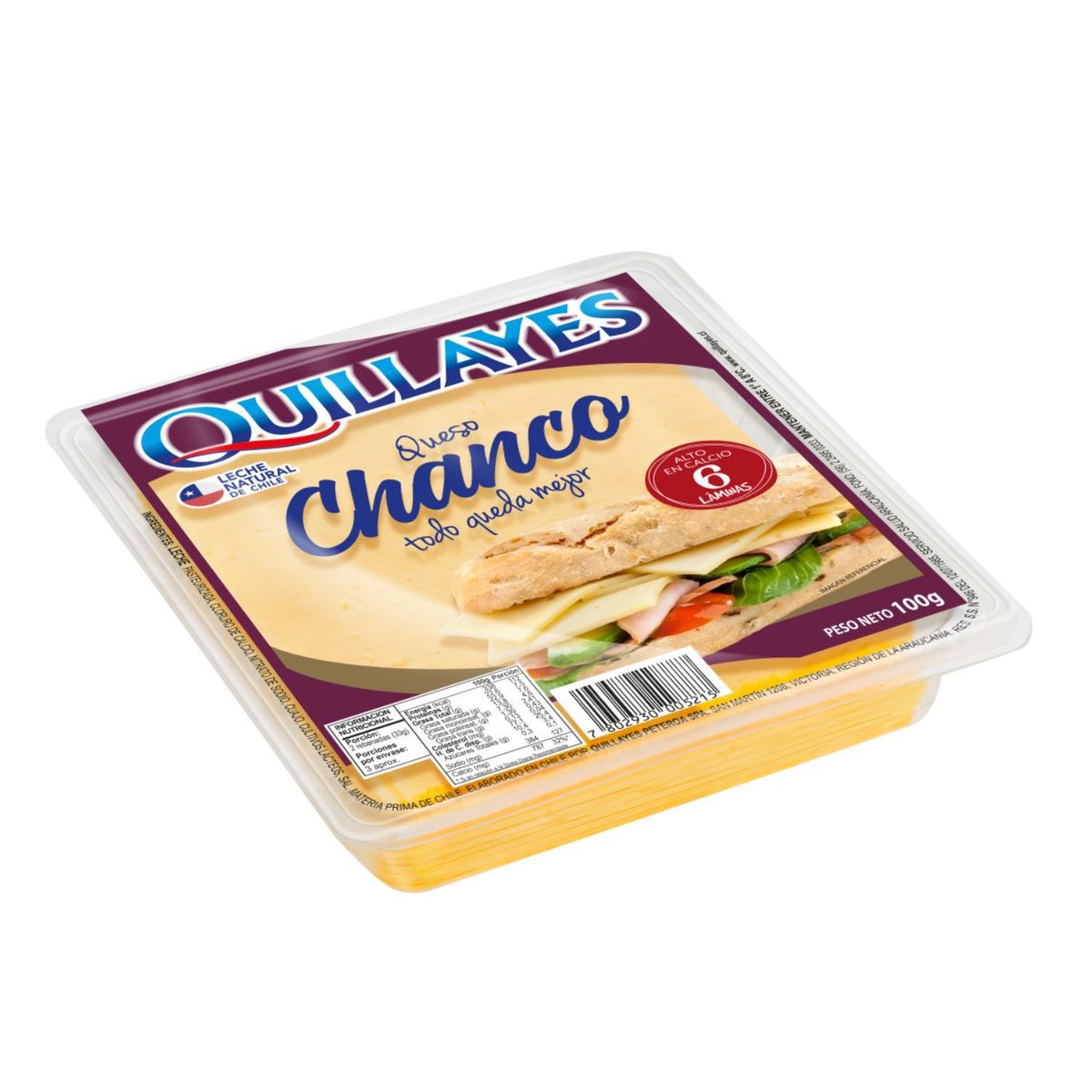 QUILLAYES - Queso Chanco Laminado Quillayes 100 g