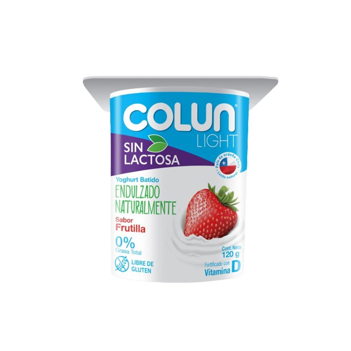 COLUN - Yoghurt Batido Colun Light sin Lactosa Sabor Frutilla 120 g