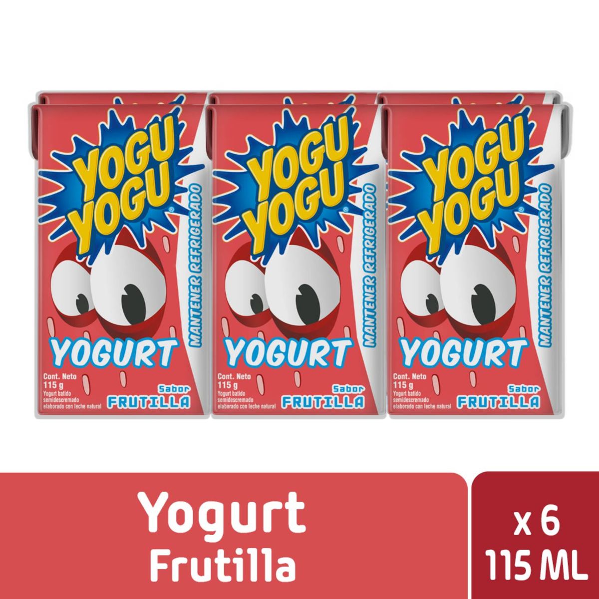 YOGU YOGU - Pack Yoghurt Batido Yogu Yogu Frutilla Tetra 6 x 115 ml