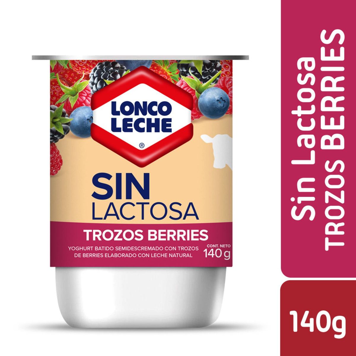LONCOLECHE - Yoghurt con Trozos de Berries Sin Lactosa Loncoleche 140 g