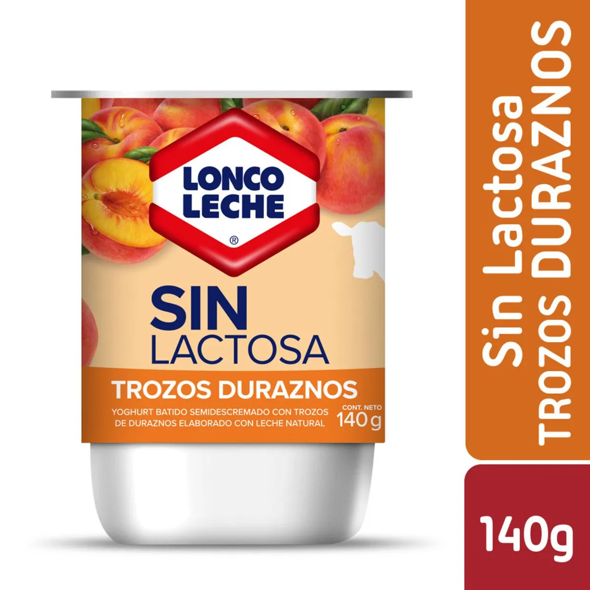 LONCOLECHE - Yoghurt con Trozos de Durazno Sin Lactosa Loncoleche 140 g
