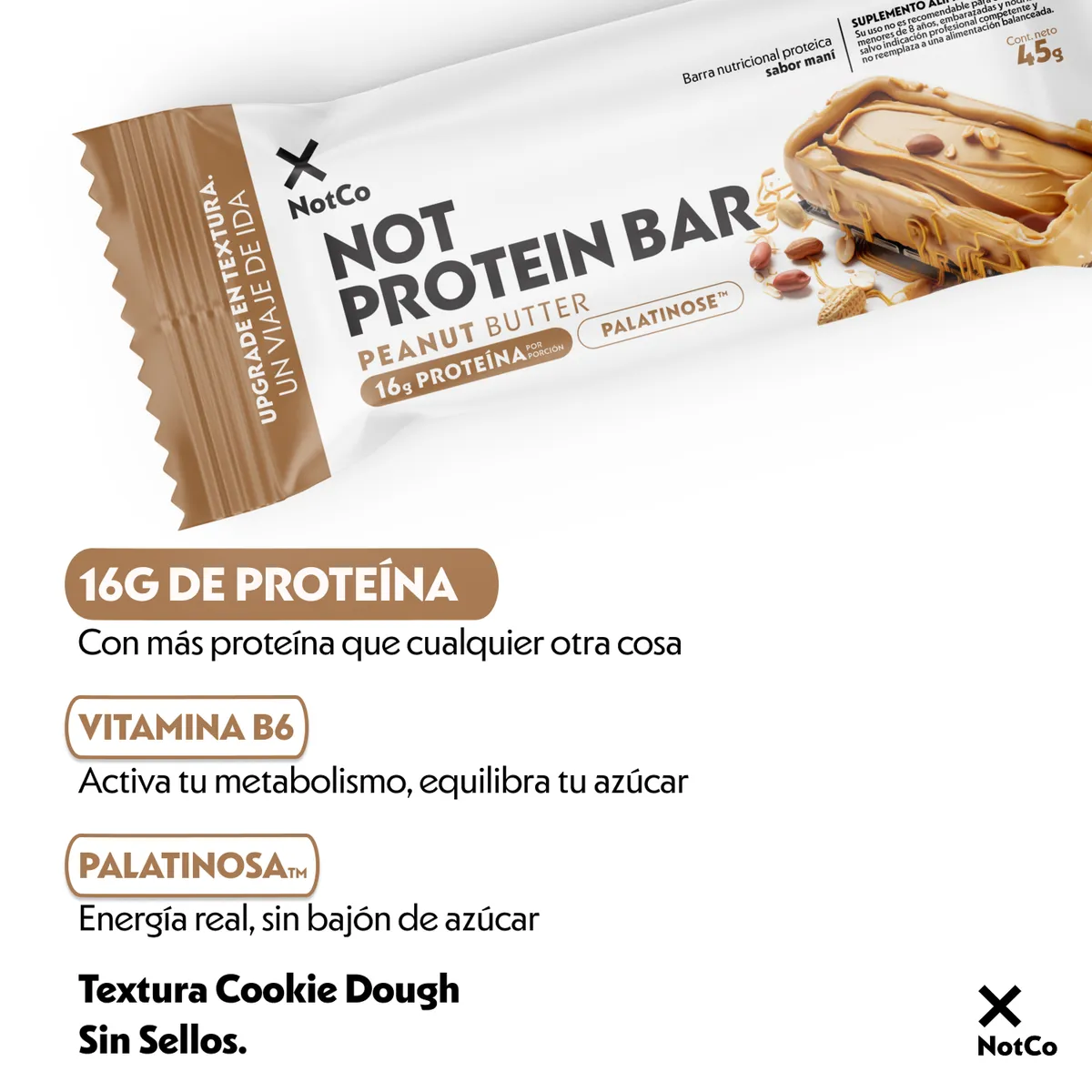 NOTSNACK BAR - Barra de Proteína NotSnack Bar Peanut Butter 5 x 45g