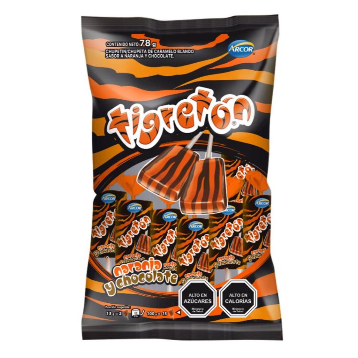 ARCOR - Chupeta Tigreton Naranja Chocolate Arcor 78 g