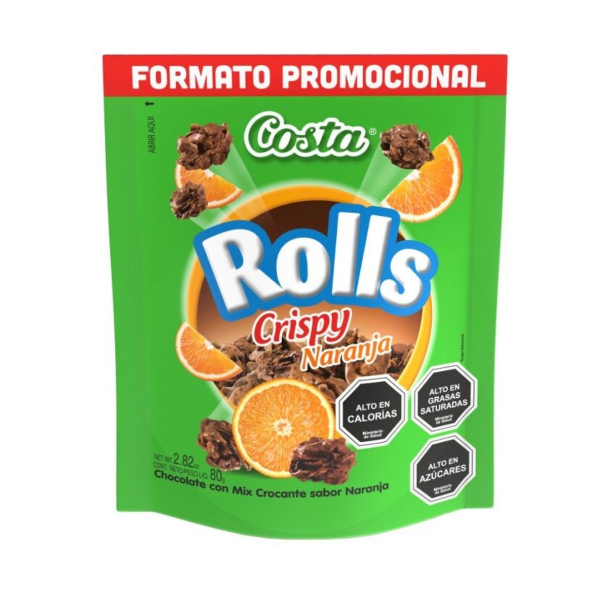 COSTA - Chocolate Costa Roll Crispy Naranja 80 g