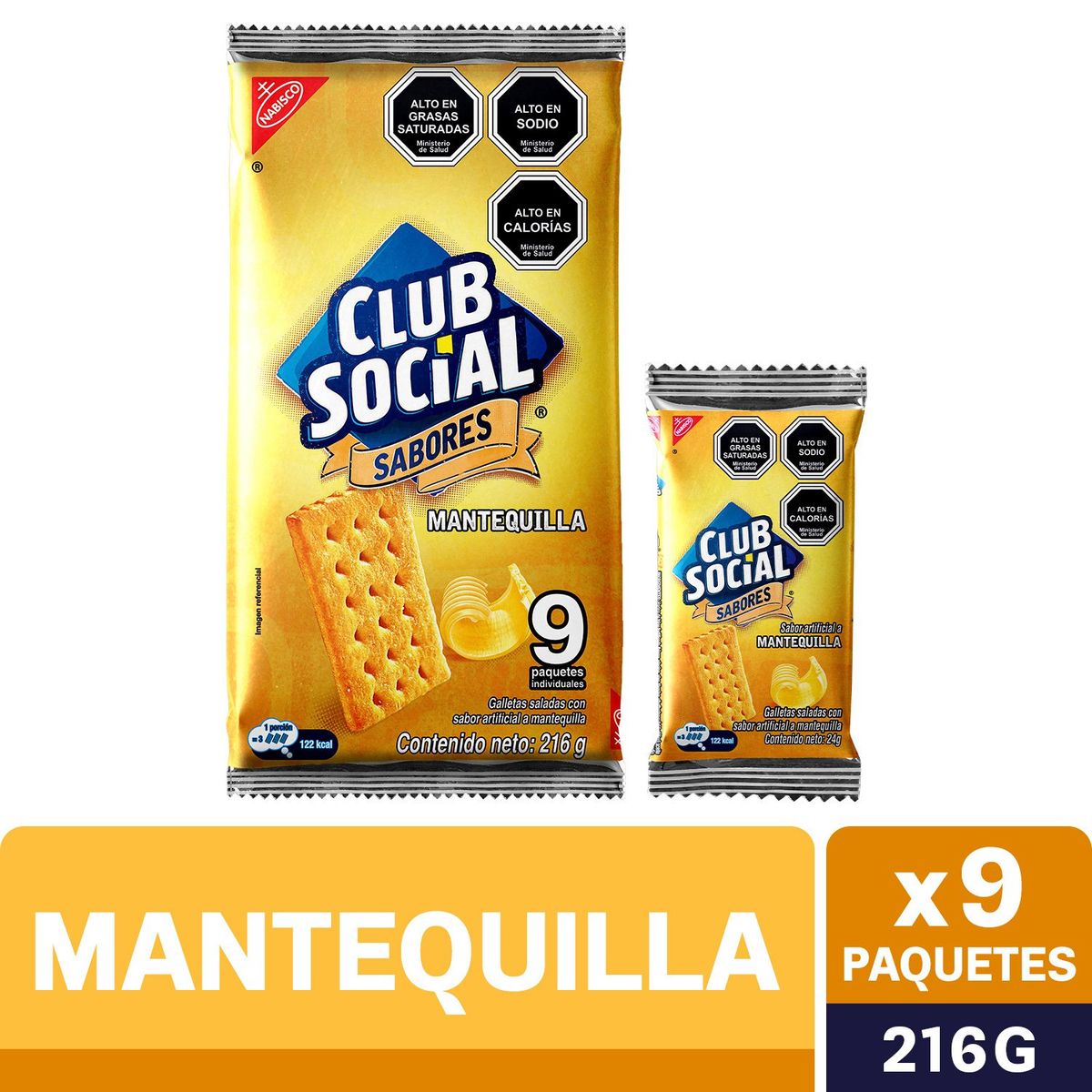 CLUB SOCIAL - Pack Galletas Club Social Sabor Mantequilla 9 x 24 g