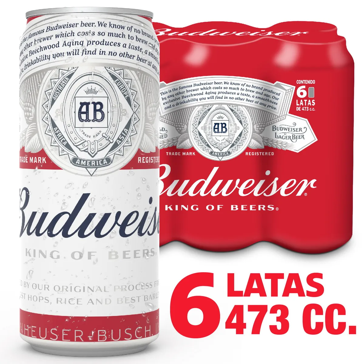 BUDWEISER - CERVEZA PACK LATA BUDWEISER 5G 6X473 CC