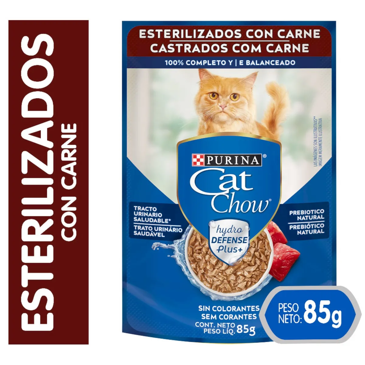 CAT CHOW - Alimento Húmedo para Gatos Esterilizados Sabor Carne 85 g