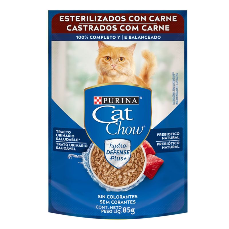 CAT CHOW - Alimento Húmedo para Gatos Esterilizados Sabor Carne 85 g