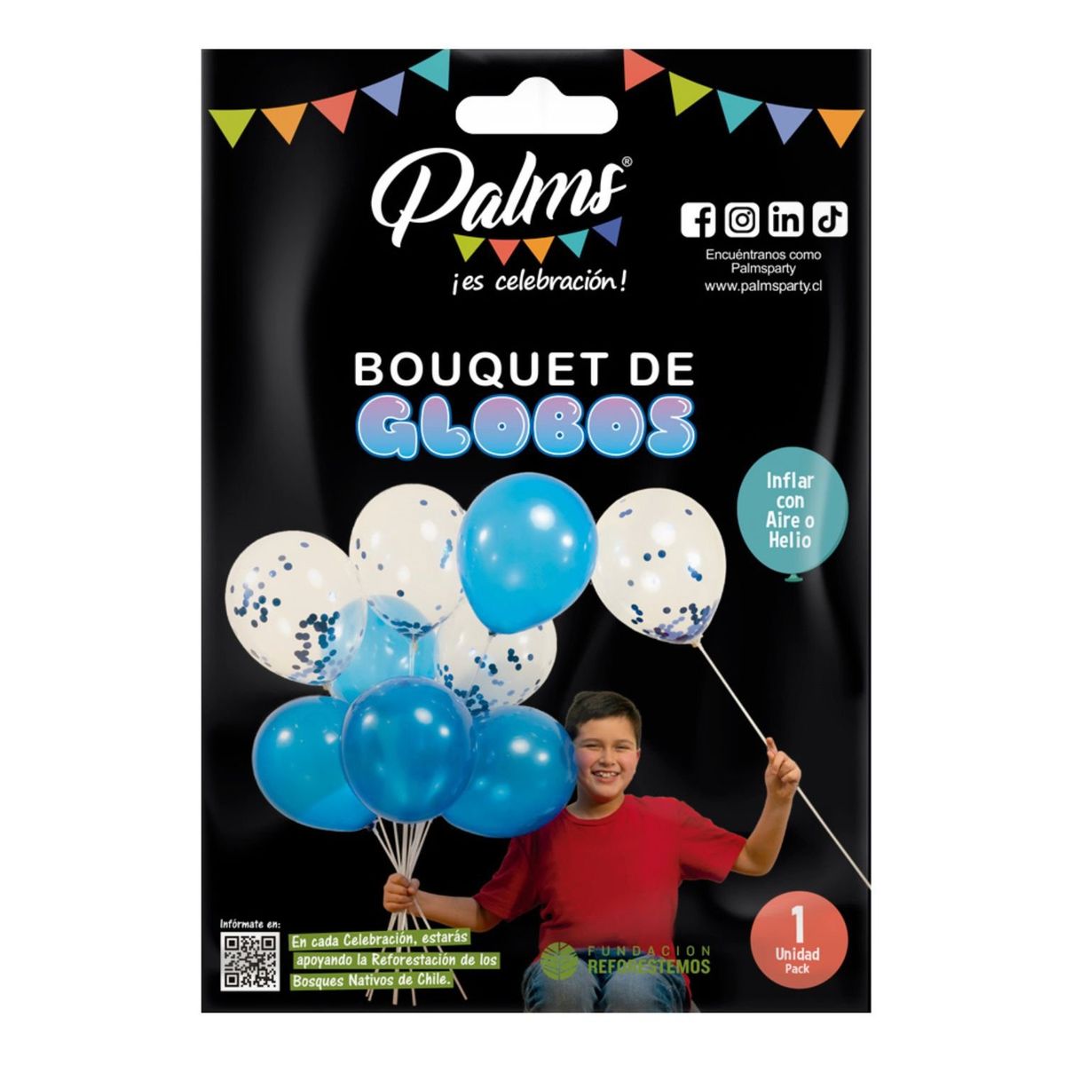 PALMS - Bouquet 10 Globos Calipso Liso Y Confeti