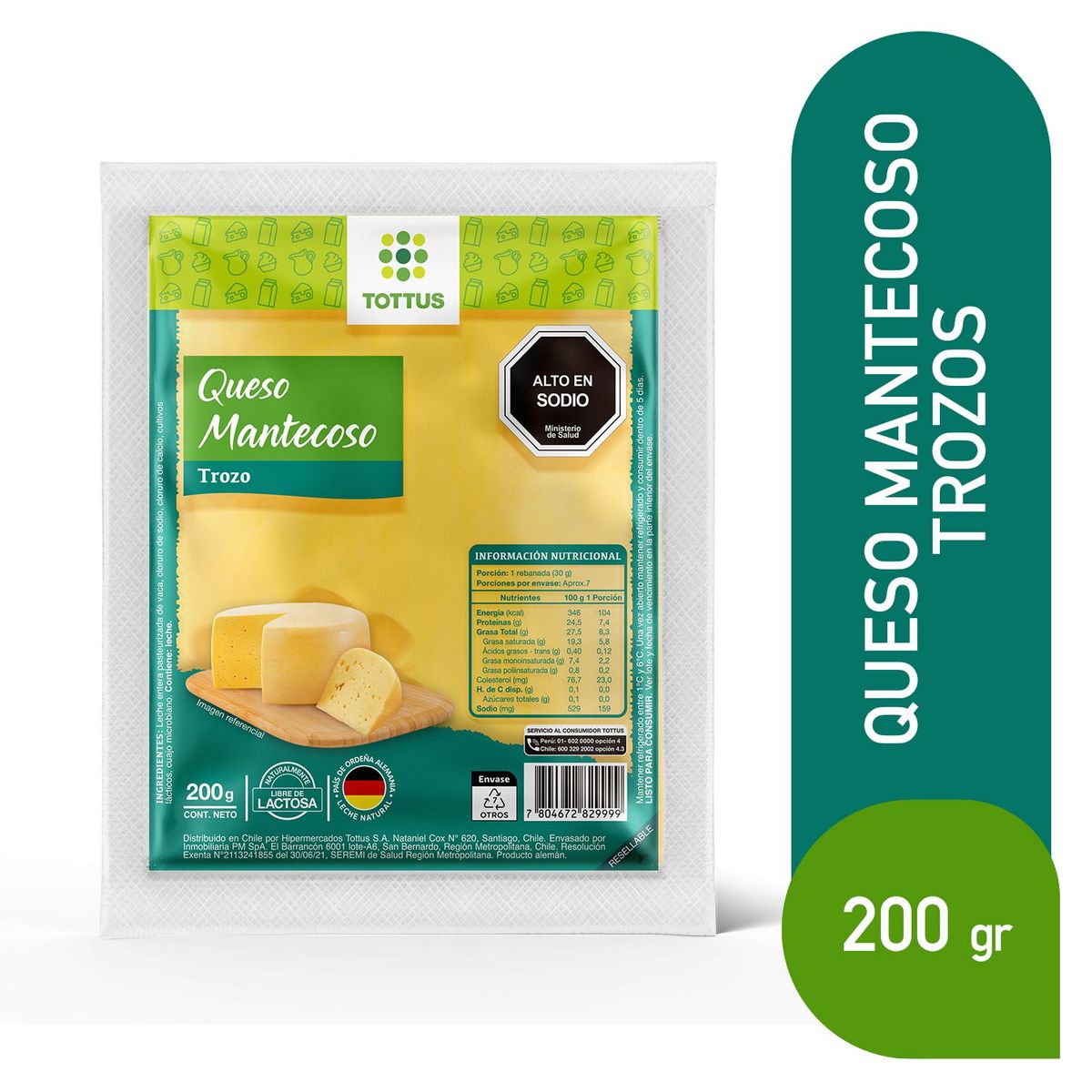 TOTTUS - Queso Mantecoso  Tottus Trozo 200 g