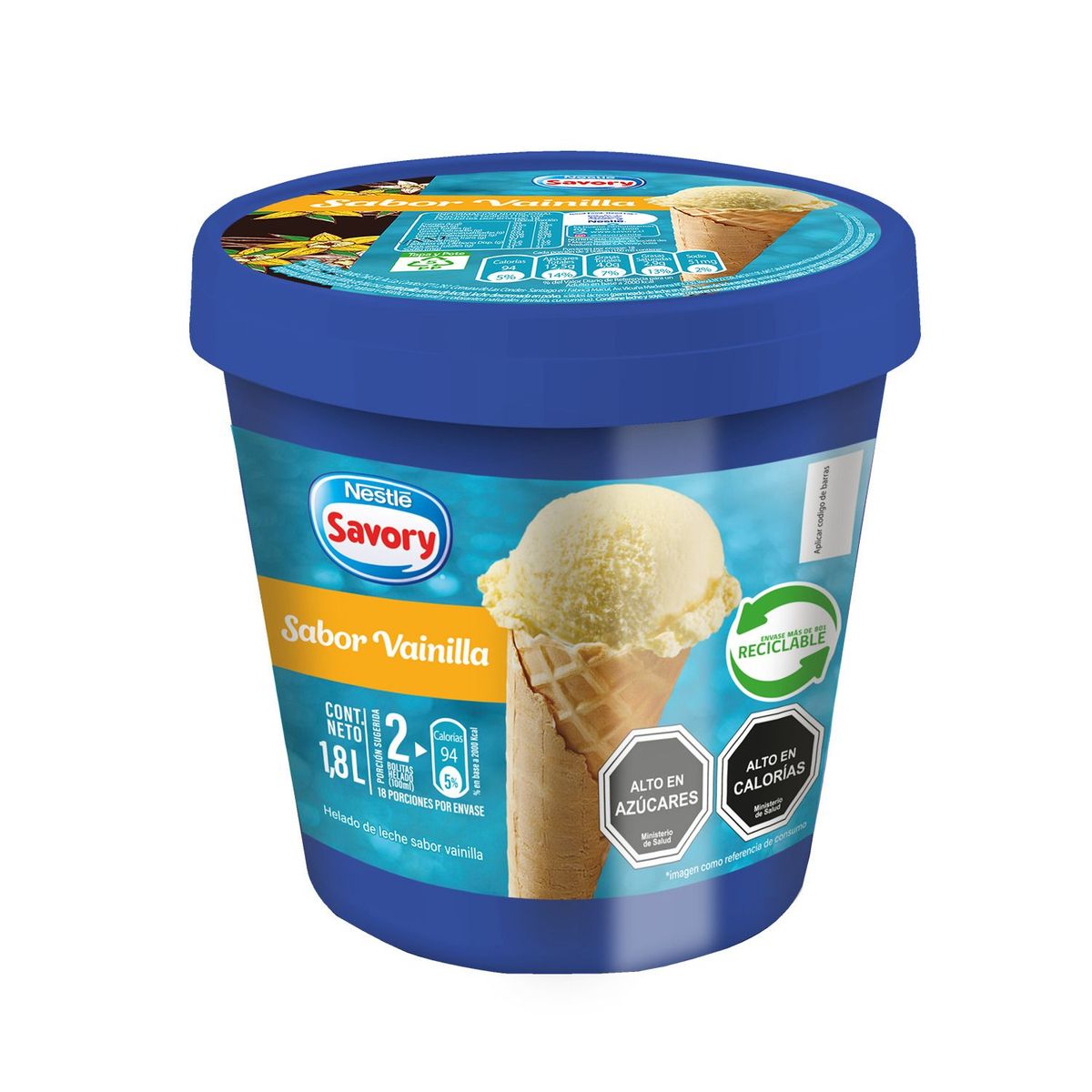 SAVORY - Helado de Leche Savory Sabor Vainilla 1.8 L