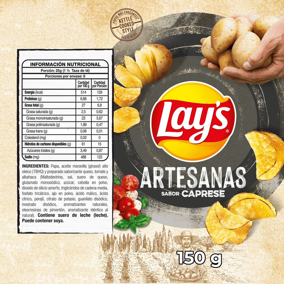 LAYS - Papas Fritas Artesanas Sabor Caprese Lays 150 g