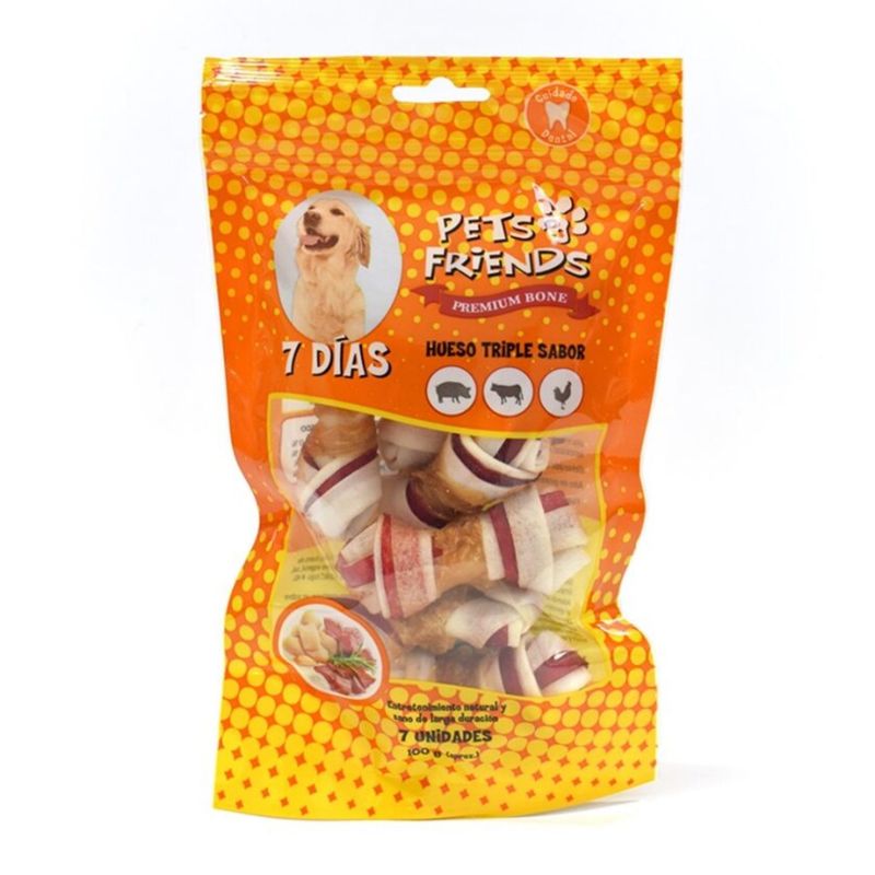  - Snack para Perros Hueso Triple Sabor Pets and Friends 7 Un