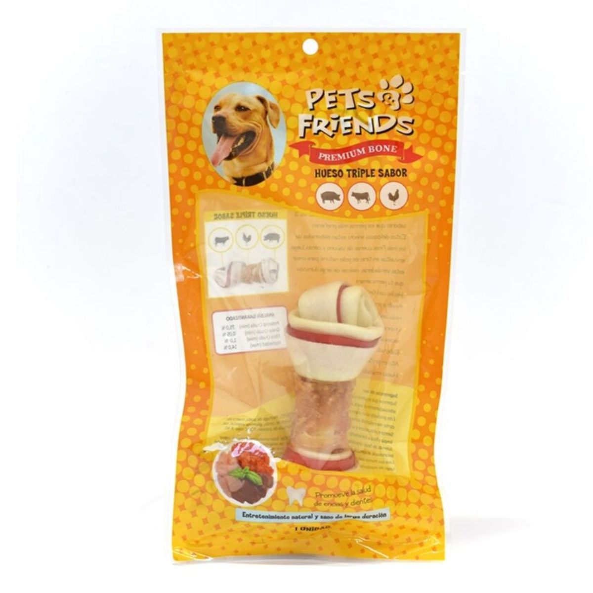 PETS AND FRIENDS - Snack para Perros Hueso Triple Sabor M Pets and Friends 1 Un