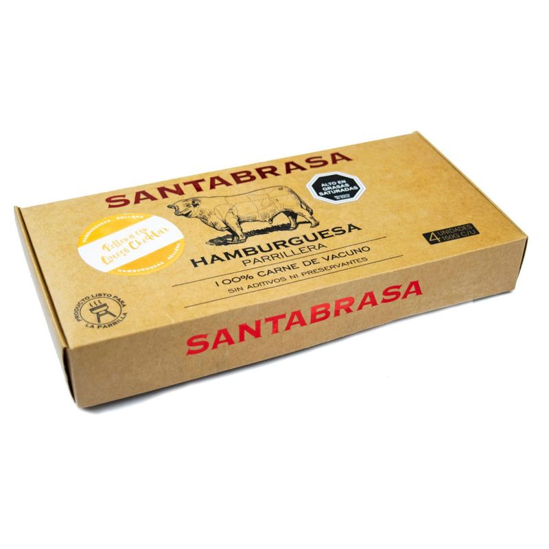 SANTA BRASA - Hamburguesas Parrillera Rellena Queso Cheddar Santabrasa 4 x 150 g