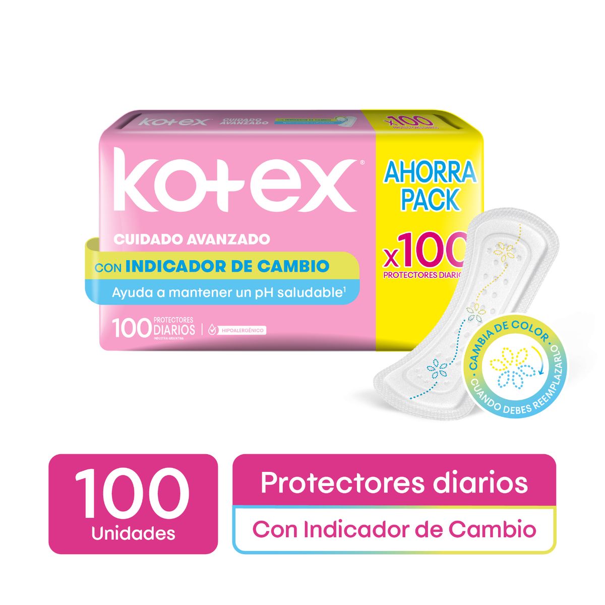 KOTEX - Protectores Diarios Femeninos Cuidado Avanzado Kotex 100 Un