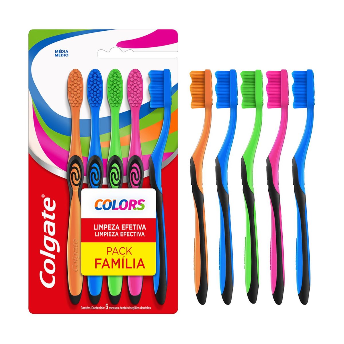 COLGATE - Pack Cepillos de Dientes Colgate Colors 5 Un