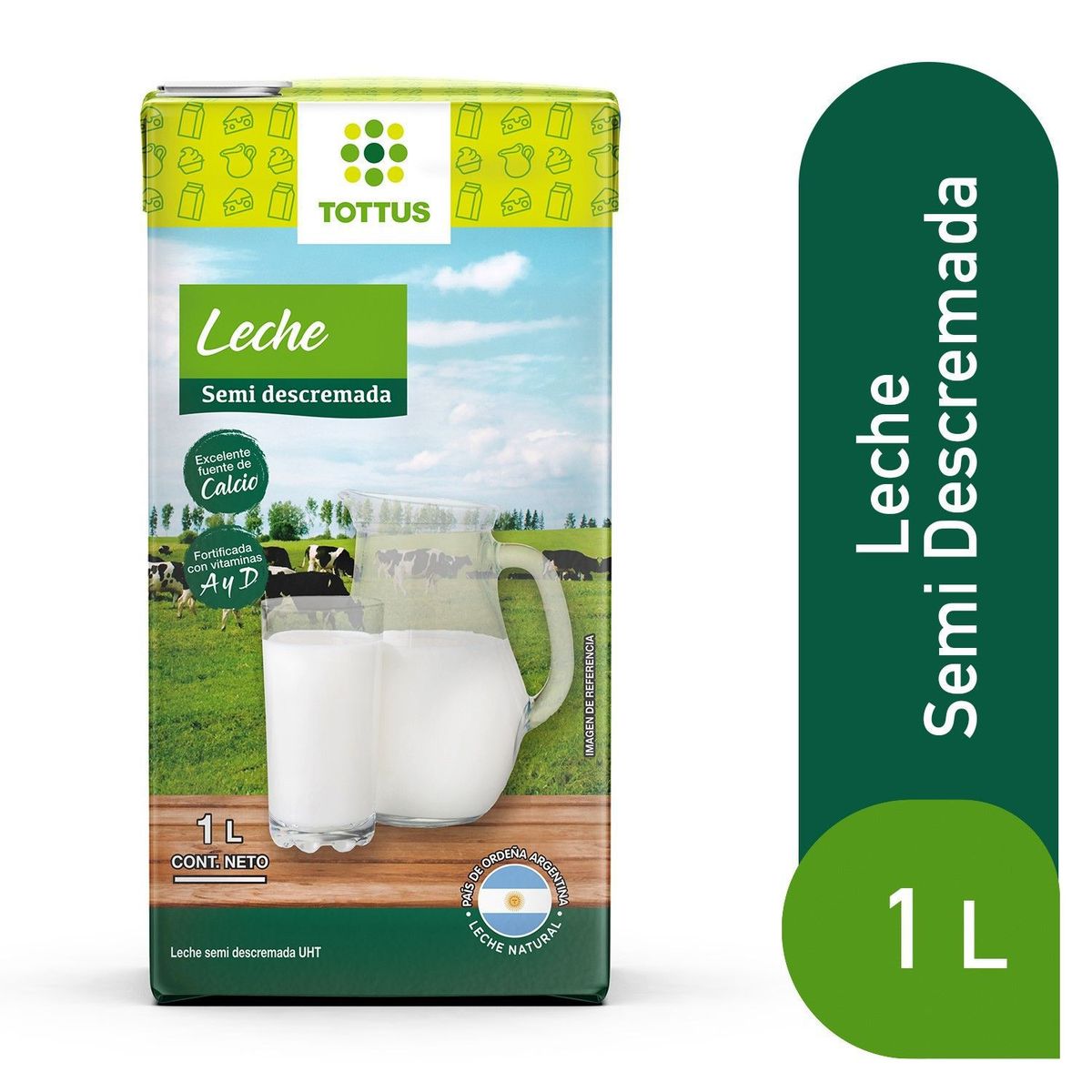 TOTTUS - Leche Semi Descremada Tottus 1 Lt