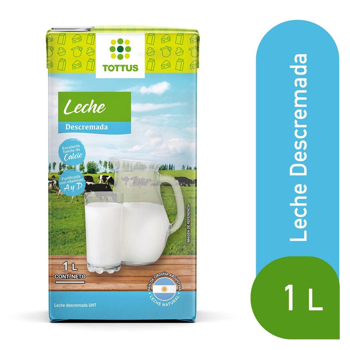 TOTTUS - Leche Descremada Tottus 1 Lt