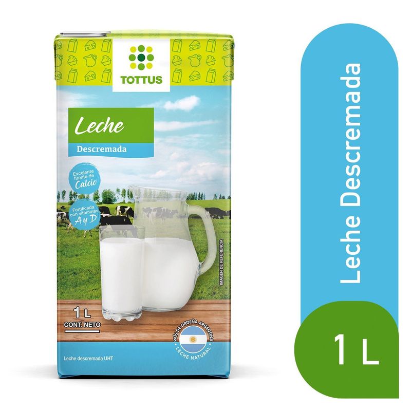 TOTTUS - Leche Descremada Tottus 1 Lt