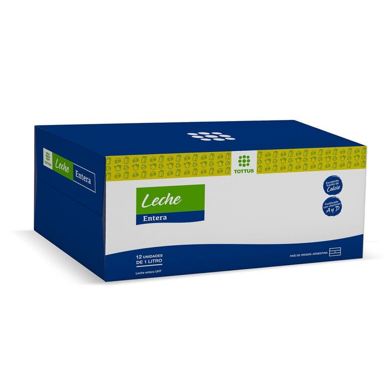 TOTTUS - Pack Leche Entera Tottus 12 x 1 L