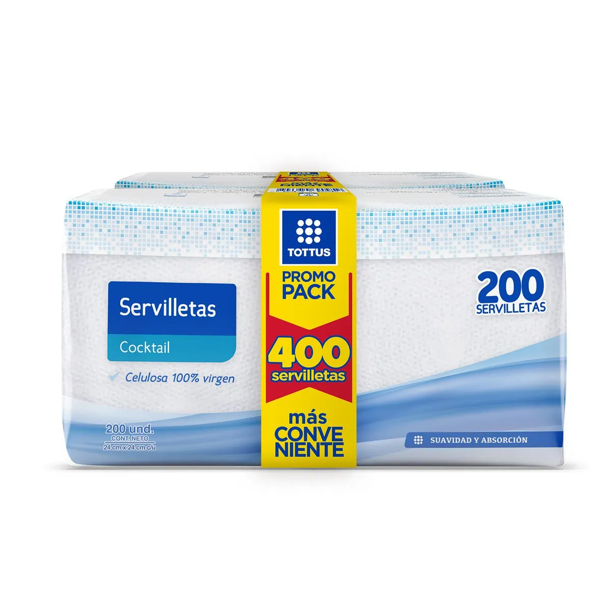 TOTTUS - Pack Servilletas Cocktail Tottus 2 x 200 Un