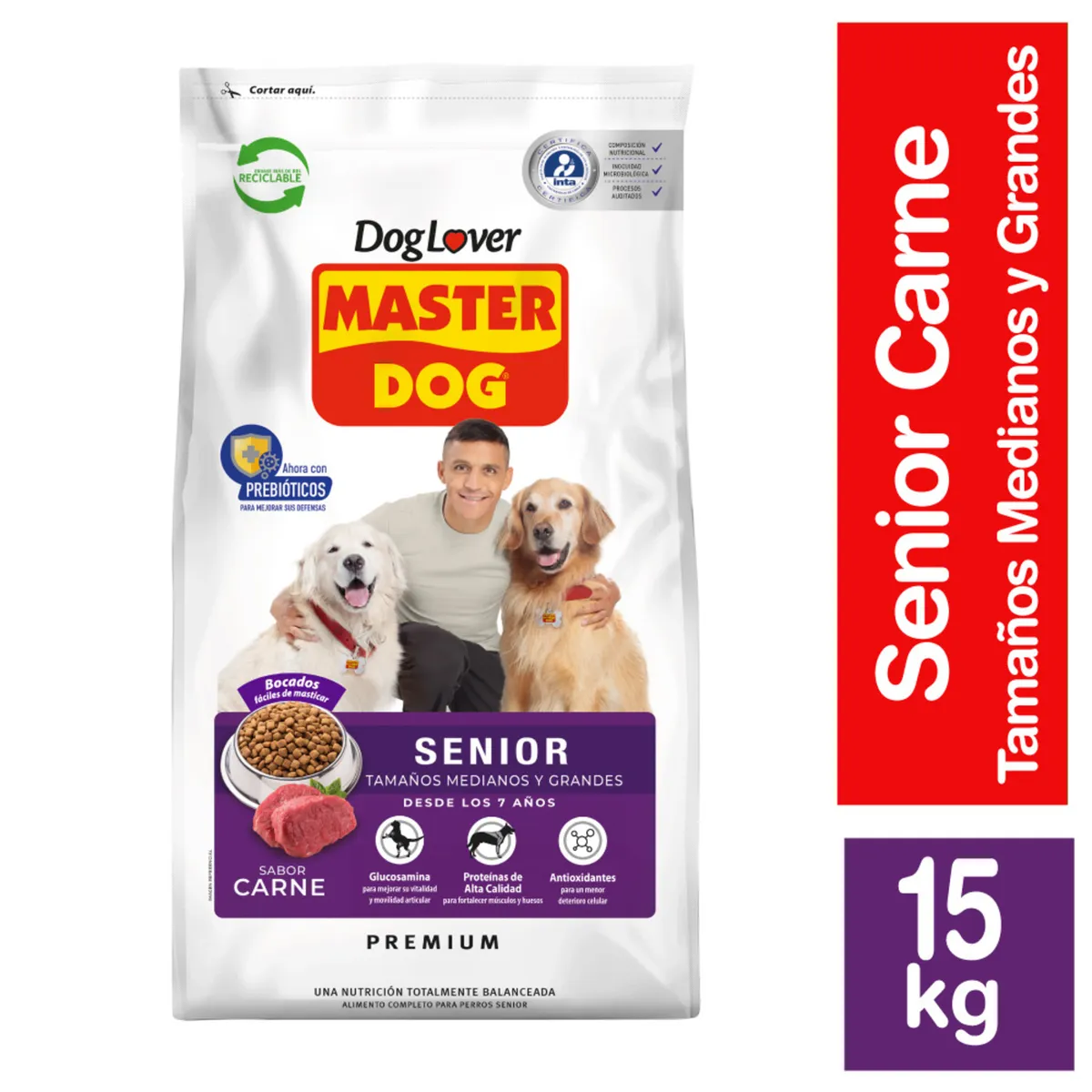 MASTER DOG - Alimento Seco para Perro Senior Sabor Carne 15 Kg