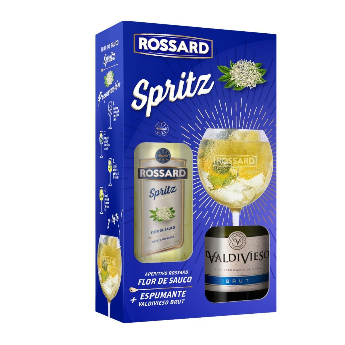 ROSSARD + VALDIVIESO - Pack Licor Spritz Flor de Sauco 20° 1 lt + Espumante Valdivieso Brut 12° 750 ml