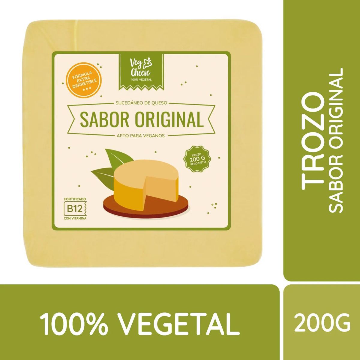 VEGCHEESE - Queso Vegano Mozzarella Trozo Veg Cheese 200 g