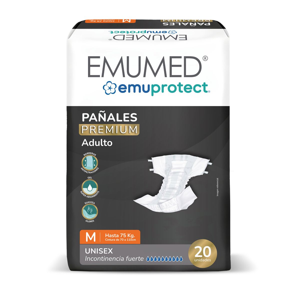 EMUMED - Pañales Desechables Adulto Emumed Talla M 20 UN