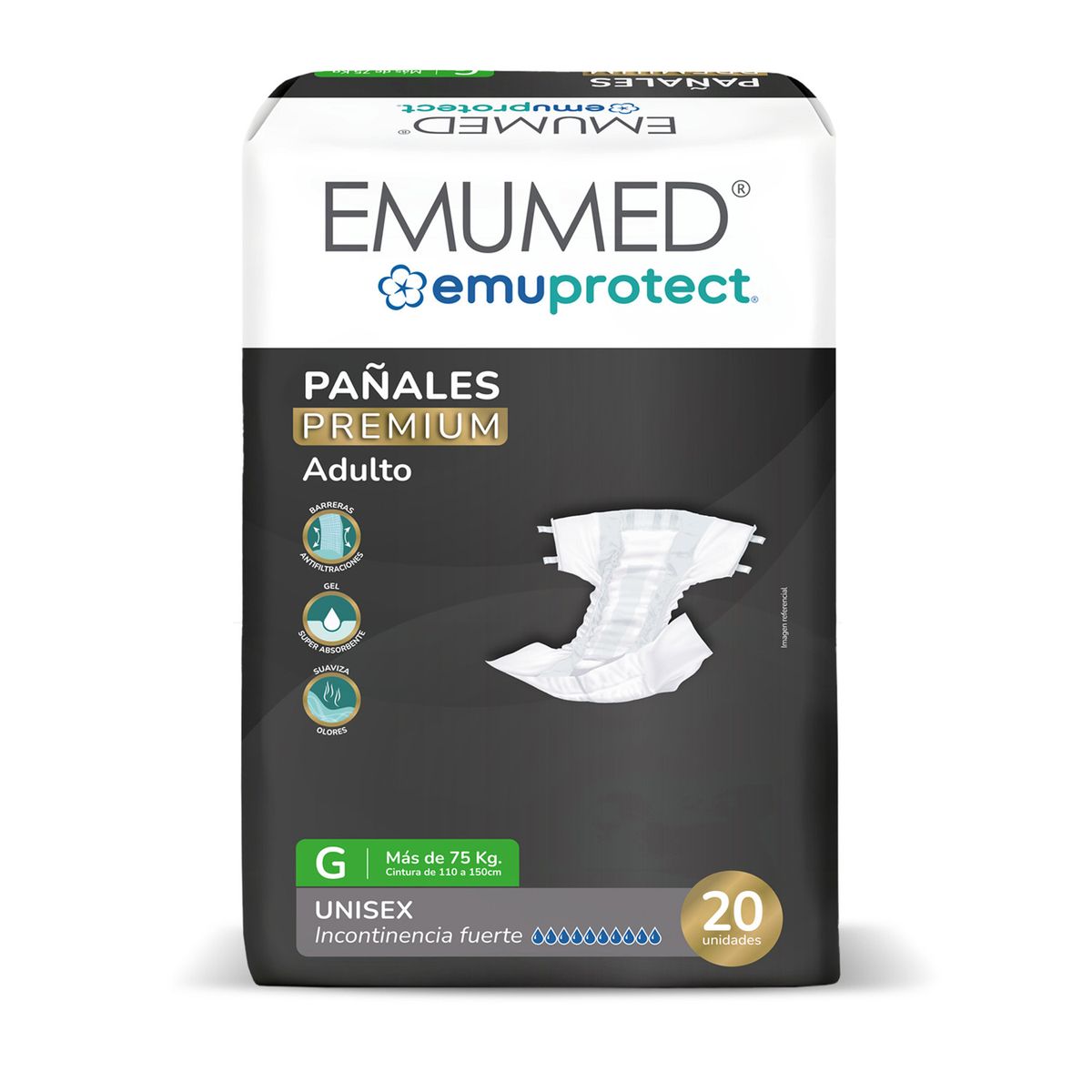 EMUMED - Pañales Desechables Adulto Emumed Talla G 20 UN