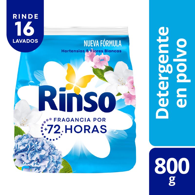 RINSO - Detergente en Polvo Rinso Hortensias y Flores Blancas 800 g