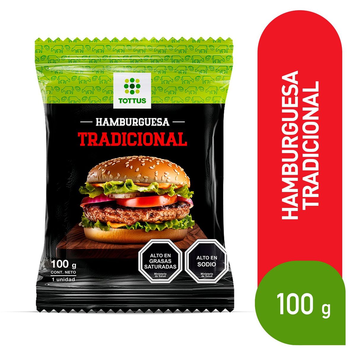 TOTTUS - Hamburguesa Tradicional Tottus 100 g
