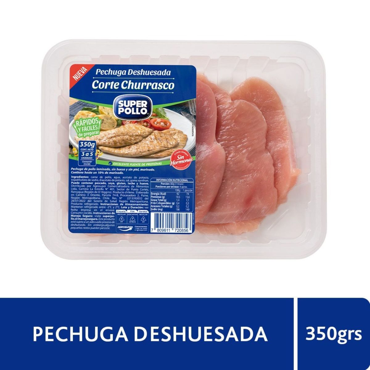 SUPER POLLO - Churrasco de Pechuga de Pollo Deshuesada Super Pollo 350 g