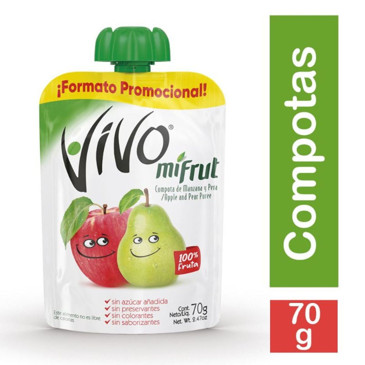 VIVO - COMPOTA MANZANA-PERA VIVO 70 GR