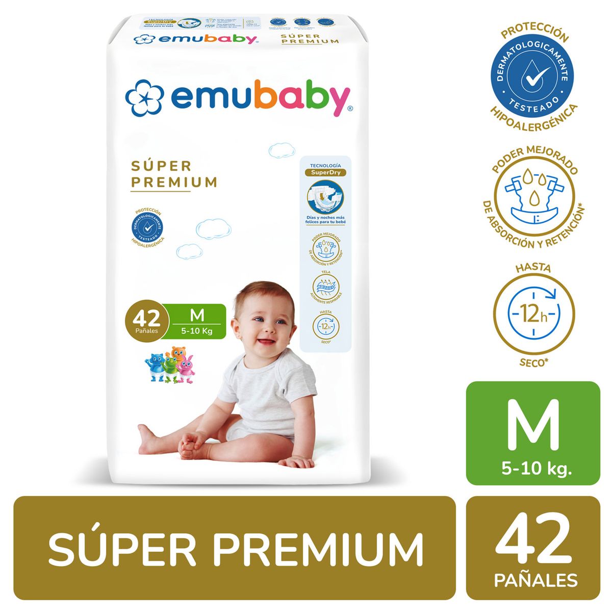 EMUBABY - Pañales Emubaby para Bebé Premium  Talla M 42 Un