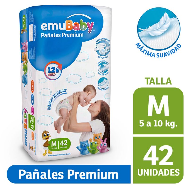 EMUBABY - Pañales Emubaby para Bebé Premium  Talla M 42 Un