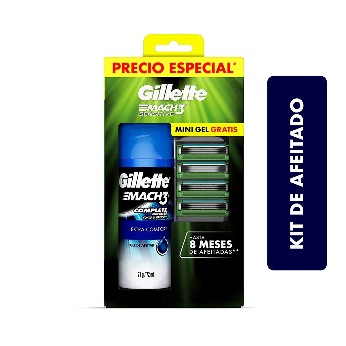 GILLETTE - Gel de Afeitar Gillette + Repuestos para Hoja de Afeitar