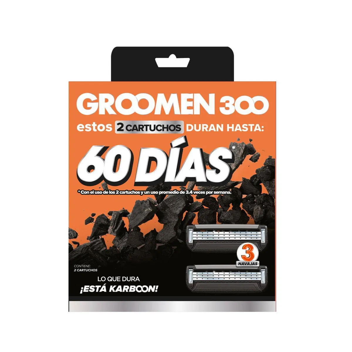 GROOMEN - Repuesto Maquina de Afeitar Cartucho 3 Navajas Groomen 2 Un