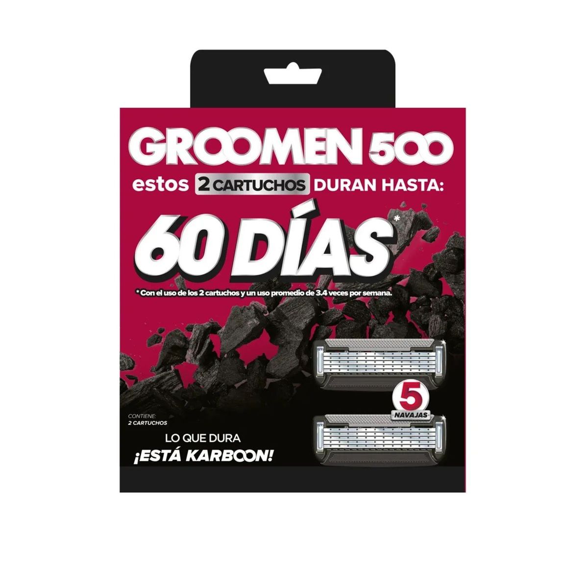 GROOMEN - Repuesto Maquina de Afeitar Cartucho 5 Navajas Groomen 2 Un