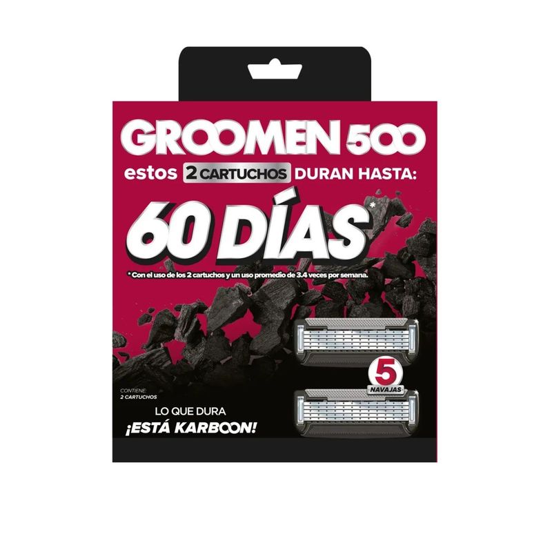 GROOMEN - Repuesto Maquina de Afeitar Cartucho 5 Navajas Groomen 2 Un