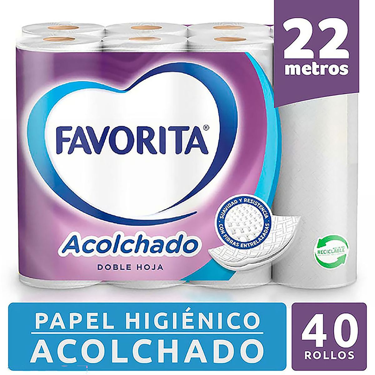 FAVORITA - Papel Higiénico Favorita Doble Hoja Acolchado 40 Un