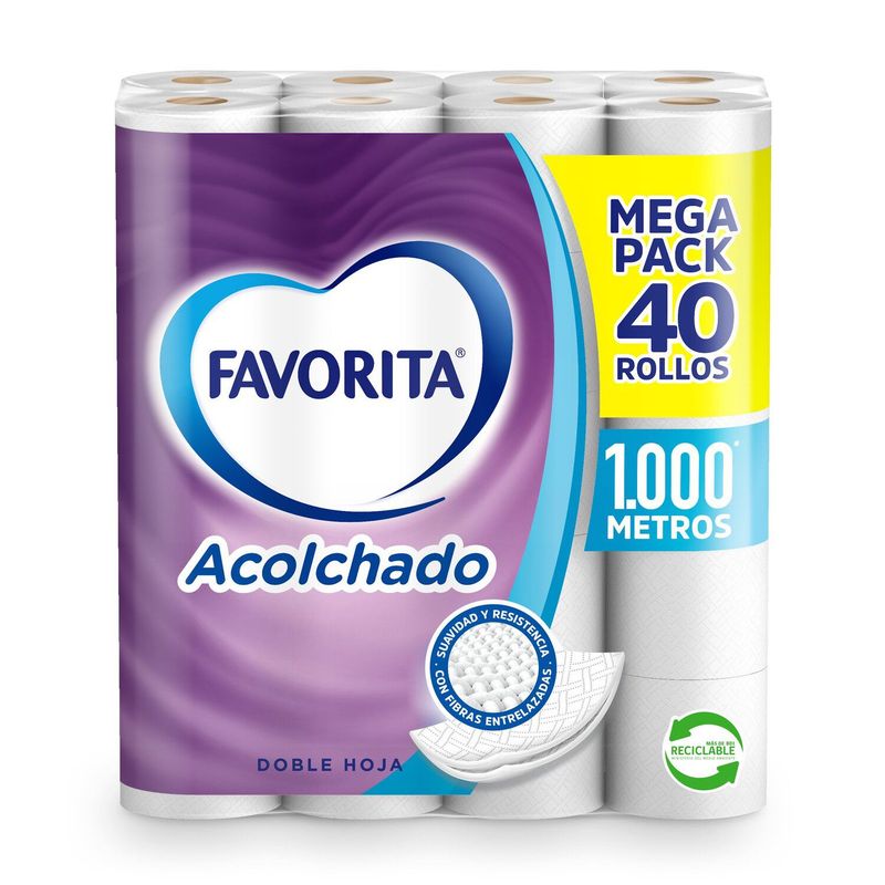 FAVORITA - Papel Higiénico Favorita Doble Hoja Acolchado 40 Un