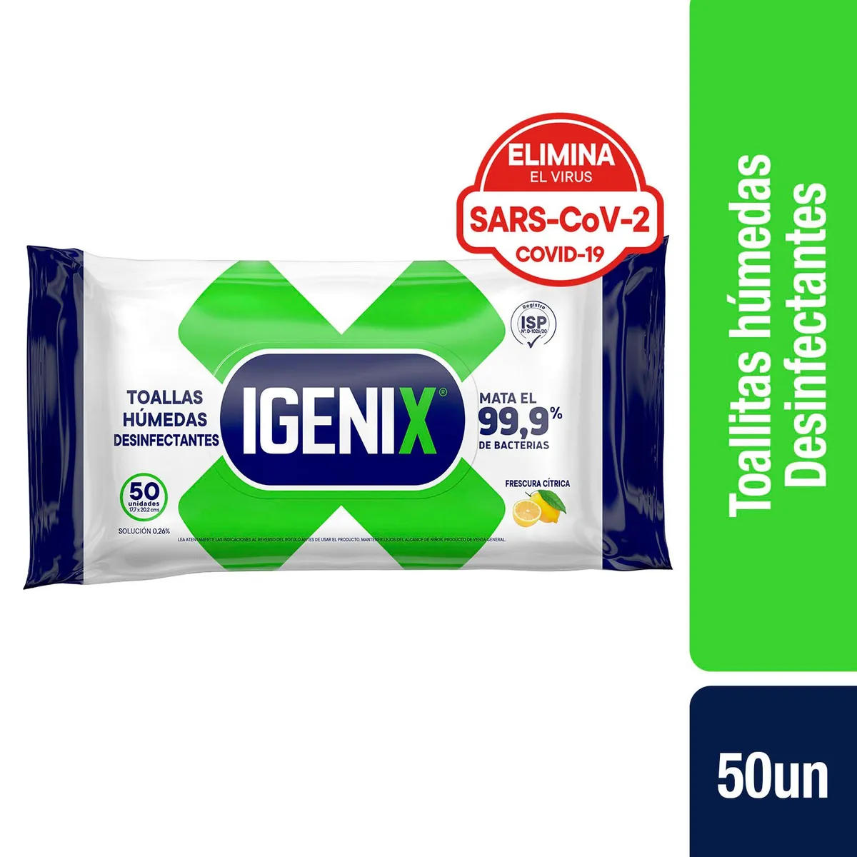 IGENIX - Toallas Húmedas Desinfectantes Igenix 50 Un