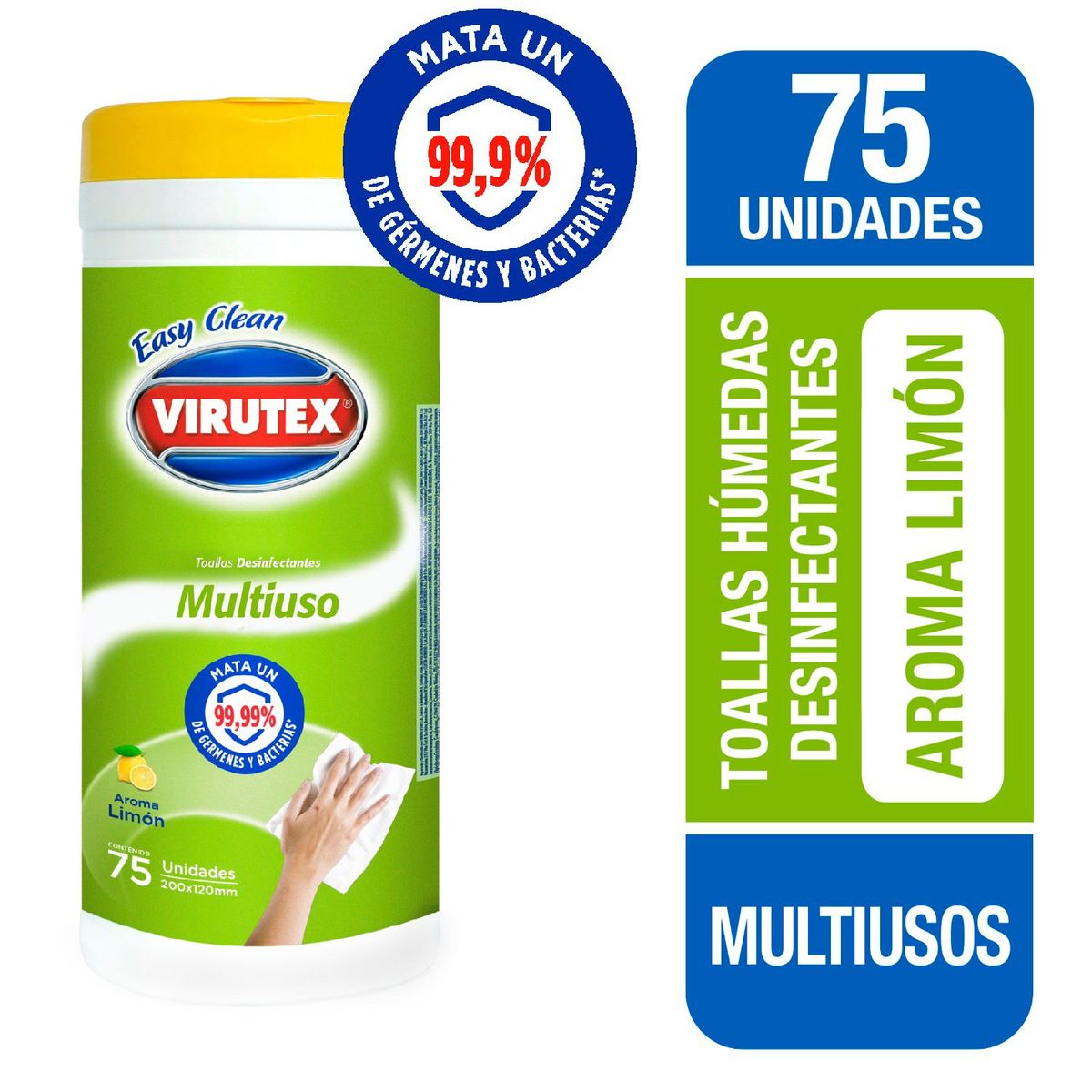 VIRUTEX - Toallas Húmedas Desinfectantes Virutex Aroma Limón 75 Un