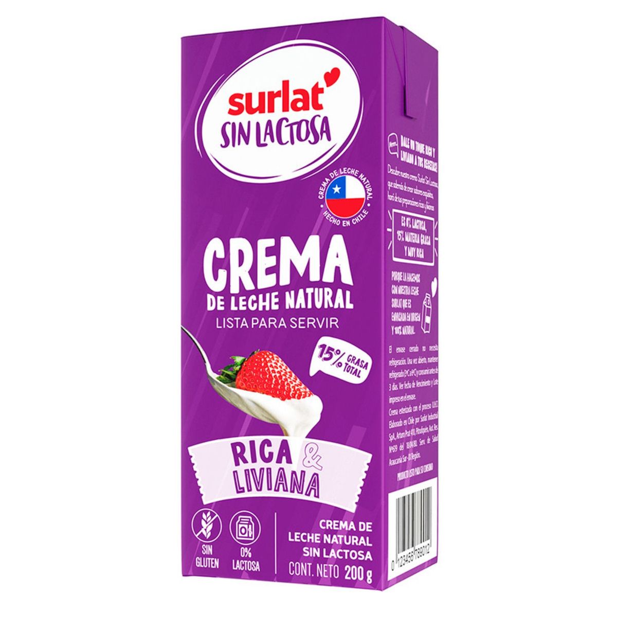 SURLAT - Crema de Leche Surlat Natural Sin Lactosa 200 g