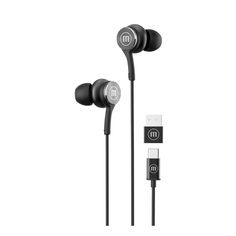 MAXELL - Audifono Tipo C C/Adaptador USB Negro