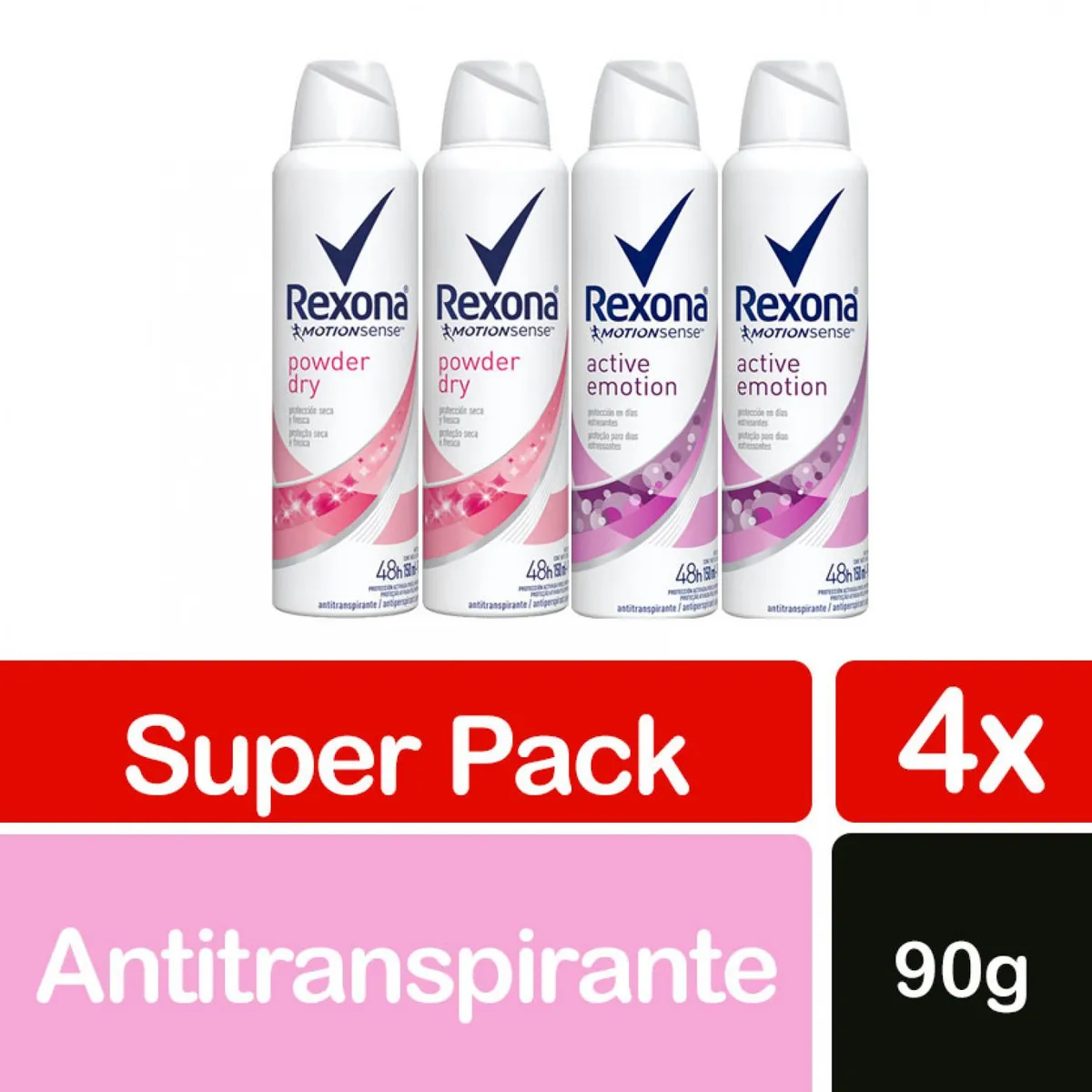 REXONA - Pack Desodorante Rexona Motion Sense para Mujer 4 x 150 ml