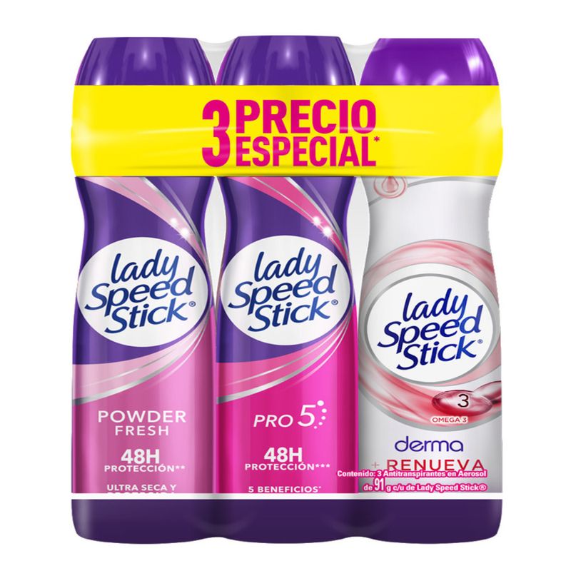 LADY SPEED STICK - Pack Desodorante Antitranspirante Lady Speed Stick 3 x 91 g