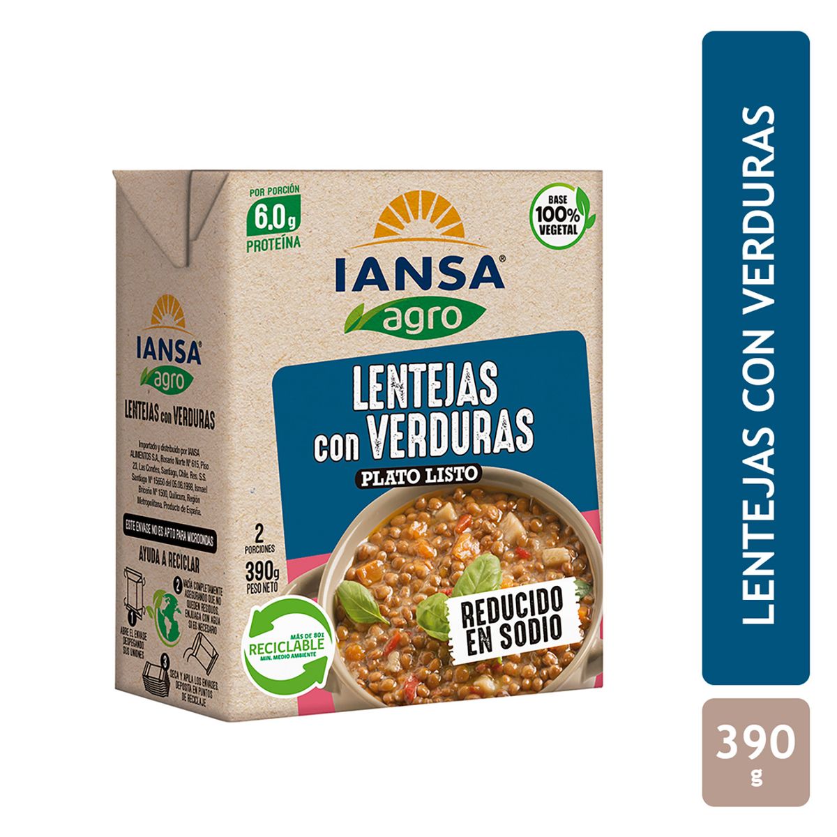 IANSA AGRO - Lentejas con Verduras Plato Listo Iansa Agro 390 g